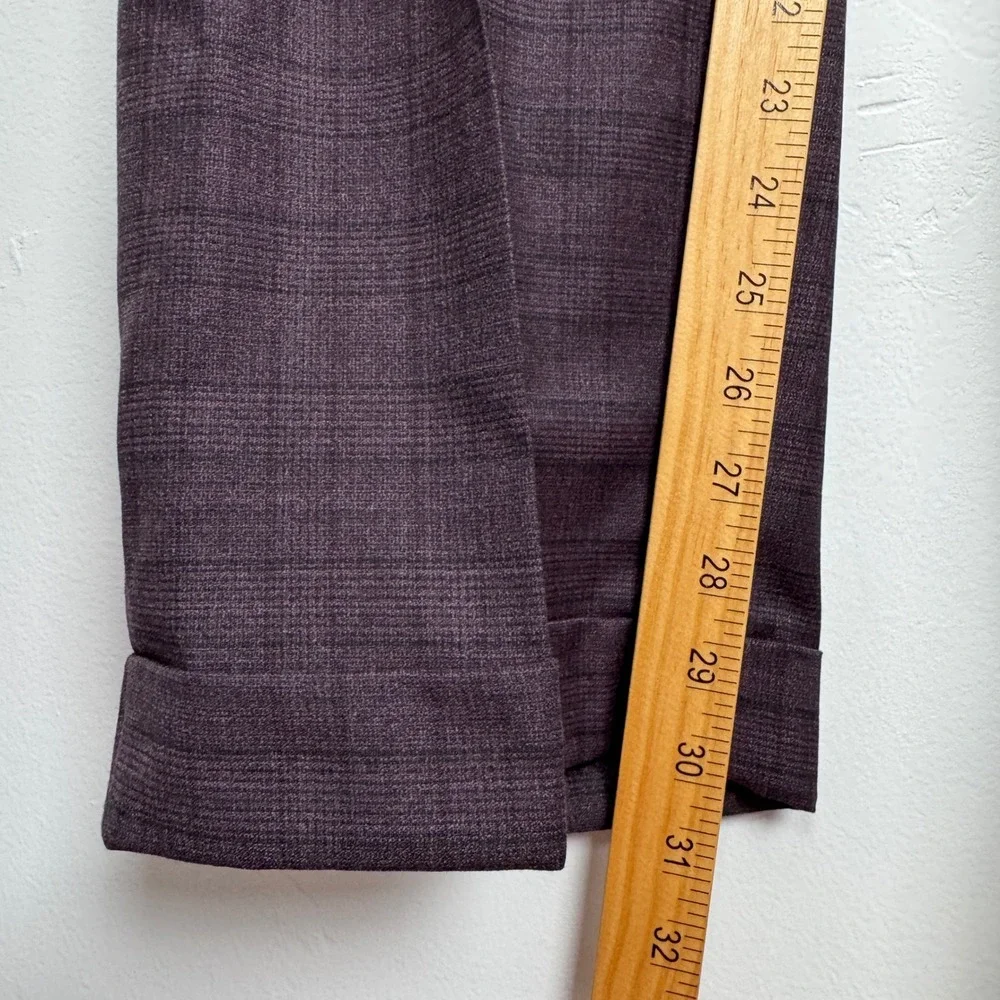 Hart Schaffner Marx Chicago Fit Suit Mens 52L Plum Purple Glen Plaid Wool USA